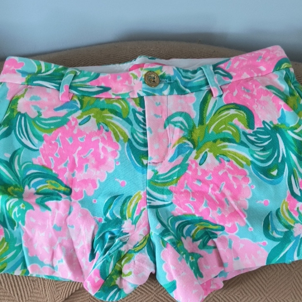 Lilly Pulitzer Pink and Green Floral Women's Shorts